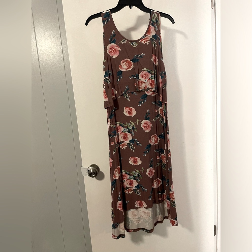 Latched Mama Nursing Swing Dress - Medium / Boysenberry Floral